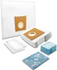 A collection of vacuum cleaner bags and filters are displayed on a white background. Produktbild-Vorschau