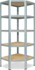 A corner shelving unit with five shelves, made of metal and wood. Anteprima dell’immagine prodotto
