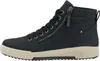 A side view of a black high-top sneaker with a beige sole. Produktbild-Vorschau