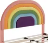 Close-up of a pink bed frame with a rainbow-shaped headboard. Náhľad obrázku produktu