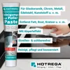 A tube of cleaning paste is shown next to a stovetop, with a hand wiping the stovetop. Produktbild-Vorschau