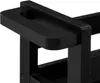 A close-up view of a black wooden shelf or rack. Produktbild-Vorschau