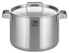 A stainless steel pot with a lid and handles, on a white background. Náhled obrázku produktu