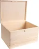 An open, unpainted wooden storage box with a lid. Náhľad obrázku produktu