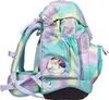 A side view of a colorful children's backpack with a unicorn design. Podgląd zdjęcia produktu