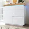 Commode Sweiko, buffet brillant avec 2 portes et 3 tiroirs, Voir les images du produit 17
