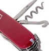 A close-up shot of a red Swiss Army knife, showing the corkscrew and a blade. Náhled obrázku produktu