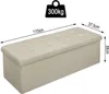 A beige storage ottoman with dimensions indicated. Náhľad obrázku produktu