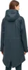 A woman is shown from the back wearing a dark blue/gray hooded jacket. Produktbild-Vorschau