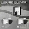 Collage showing a modern, minimalist shower niche, with details on its availability in matte black and as a flush-mounted version. Náhled obrázku produktu