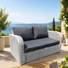 2er Lounge Sofa VITA rundes Polyrattan Eierschalenweiß Produktbild-Vorschau 3