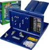 A blue Battleship board game is displayed open, with game pieces and the box in the background. Náhľad obrázku produktu