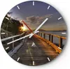 Wanduhr - Rund - Glasuhr - Fußgängerbrücke Himmel Wasser - Produktbild-Vorschau 1