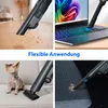A collage of four images showing a hand vacuum cleaner being used in different scenarios. Produktbild-Vorschau
