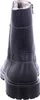 A back view of a black leather boot with a thick sole and faux fur lining. Voir les images du produit