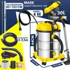 A marketing image showcasing a MASKO industrial vacuum cleaner with various accessories and dimensions. Produktbild-Vorschau