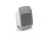 A white and gray electric fan heater is shown against a white background. Voir les images du produit