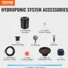 A collection of hydroponic system accessories laid out against a light gray background, with labels indicating the quantity and type of each item. Produktbild-Vorschau