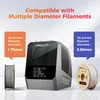 A 3D printer filament dryer with spools of filament, highlighting compatibility with different filament diameters. Náhled obrázku produktu