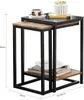SoBuy Stapeltische FBT99-F in Schwarz/Braun mit Bücher- und Pflanzendeko im Set Podgląd zdjęcia produktu