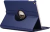 A dark blue iPad case with a rotating stand is shown against a white background. Produktbild-Vorschau