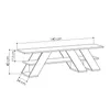 A diagram showing the dimensions of a wooden picnic table. Náhľad obrázku produktu