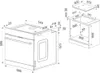 Diagram showing the dimensions of a built-in oven and cooktop. Produktbild-Vorschau