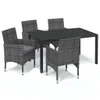 vidaXL 5-tlg. Garten-Essgruppe mit Kissen Poly Rattan Grau Produktbild-Vorschau 1