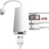 A white USB-C hub with HDMI and USB ports, along with SD and microSD cards, is displayed against a white background. Voir les images du produit