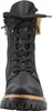 A close-up, front view of a black lace-up boot with fur trim. Anteprima dell’immagine prodotto
