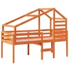 Hochbett mit Dach Wachsbraun 90x190 cm Massivholz Kiefer Produktbild-Vorschau 1