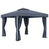 A gray gazebo with curtains, shown from the front on a white background. Produktbild-Vorschau
