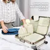 Set van 8 kofferorganizers in beige, inclusief toilettas en Productafbeelding-voorbeeld 6