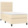 Boxspringbett mit Matratze & LED Creme 100x200 cm Stoff Produktbild-Vorschau 3