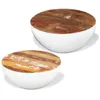 The Living Store 2-tlg. Couchtisch-Set Halbkugel Altholz Produktbild-Vorschau 2
