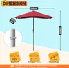 Aopunly Sonnenschirm Ø210x140cm mit LED, UV-Schutz, Kurbel Produktbild-Vorschau 2