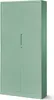A closed, tall, pastel green metal cabinet with two doors and a single handle in the center. Anteprima dell’immagine prodotto