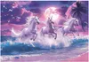 Fototapete Kinderzimmer Mädchen Einhorn Pferde - 350x250 cm Produktbild-Vorschau 1