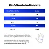 A size chart for gloves with measurements in centimeters. Produktbild-Vorschau
