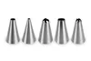 A set of five metal piping tips arranged in a row against a white background. Podgląd zdjęcia produktu