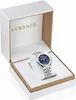 A Versace watch is displayed in its open white box. Produktbild-Vorschau