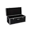 A black transport case with silver trim and latches, shown with its lid open. Produktbild-Vorschau