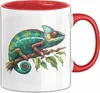 Aquarell Chamäleon Tasse Geschenk  (Rot) Produktbild-Vorschau 1