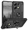 A black phone case with a ring holder is displayed from multiple angles. Produktbild-Vorschau