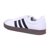 A side view of a white Adidas sneaker with black stripes and a brown sole. Anteprima dell’immagine prodotto