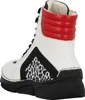 A rear view of a white and red athletic boot with an animal print accent. Náhled obrázku produktu