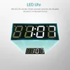 A digital clock display with text describing its features. Produktbild-Vorschau