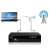 A diagram showing a DVB-T2 receiver connected to a TV and an antenna, with a cell tower icon in the background. Voir les images du produit