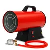 A red and black gas heater with accessories on a white background. Produktbild-Vorschau