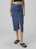 VERO MODA Langer Denim Jeansrock mit Schlitz 5-Pocket Maxi Produktbild-Vorschau 7